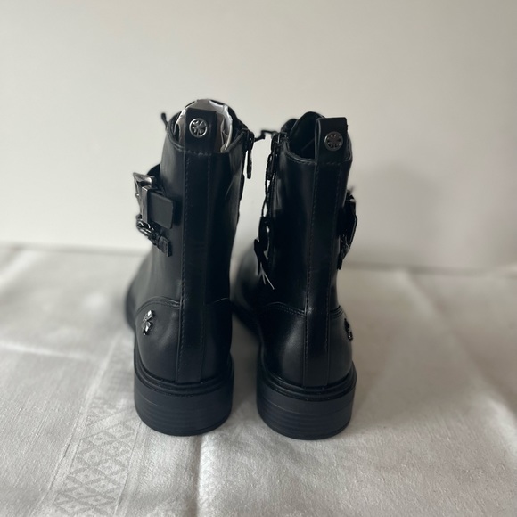 Marco Tozzi combat boots chains buckle studs size 38 black NWOB - Picture 4 of 8